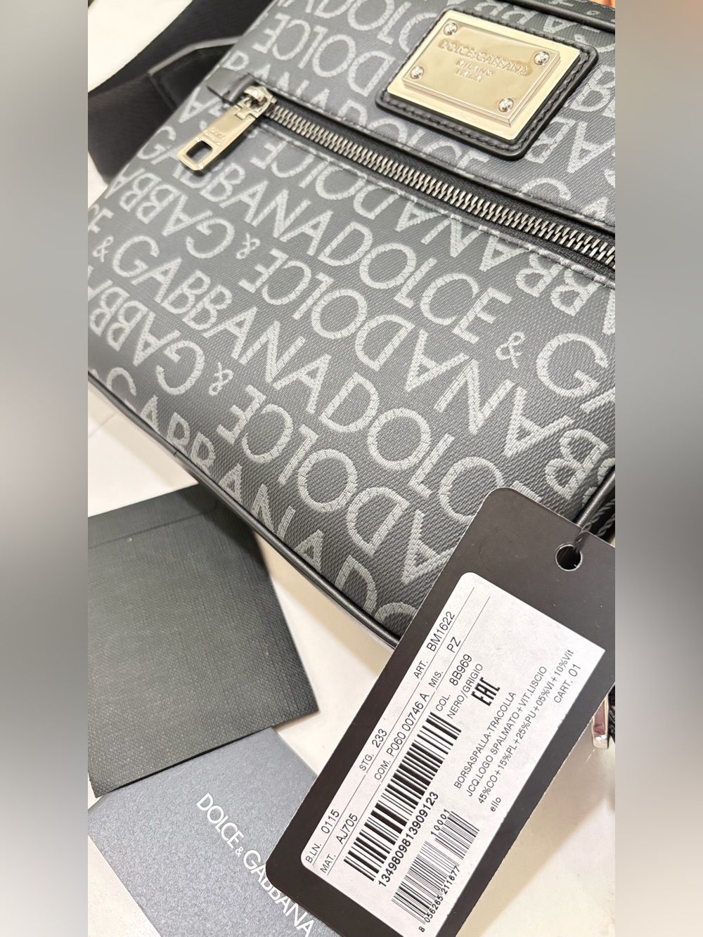 Authentic Dolce & Gabbana Gray Crossbody bag with Metal Plaque